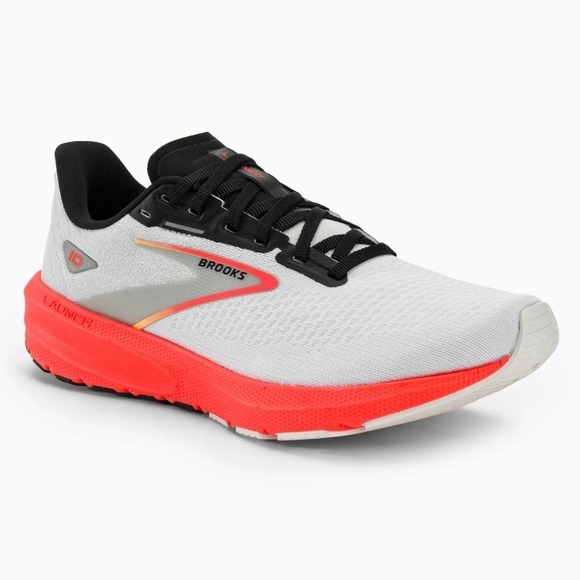 Brooks Other - Brooks Launch 10 Men's Running Shoes white/black/fiery coral Sz 8.5